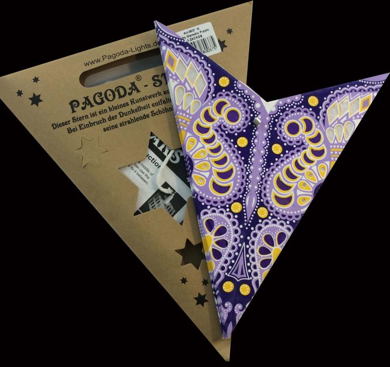 Baby Ganesha Purple - Faltbarer Leuchtstern, Weihnachtsstern aus Papier mit 5 Zacken, 40 cm